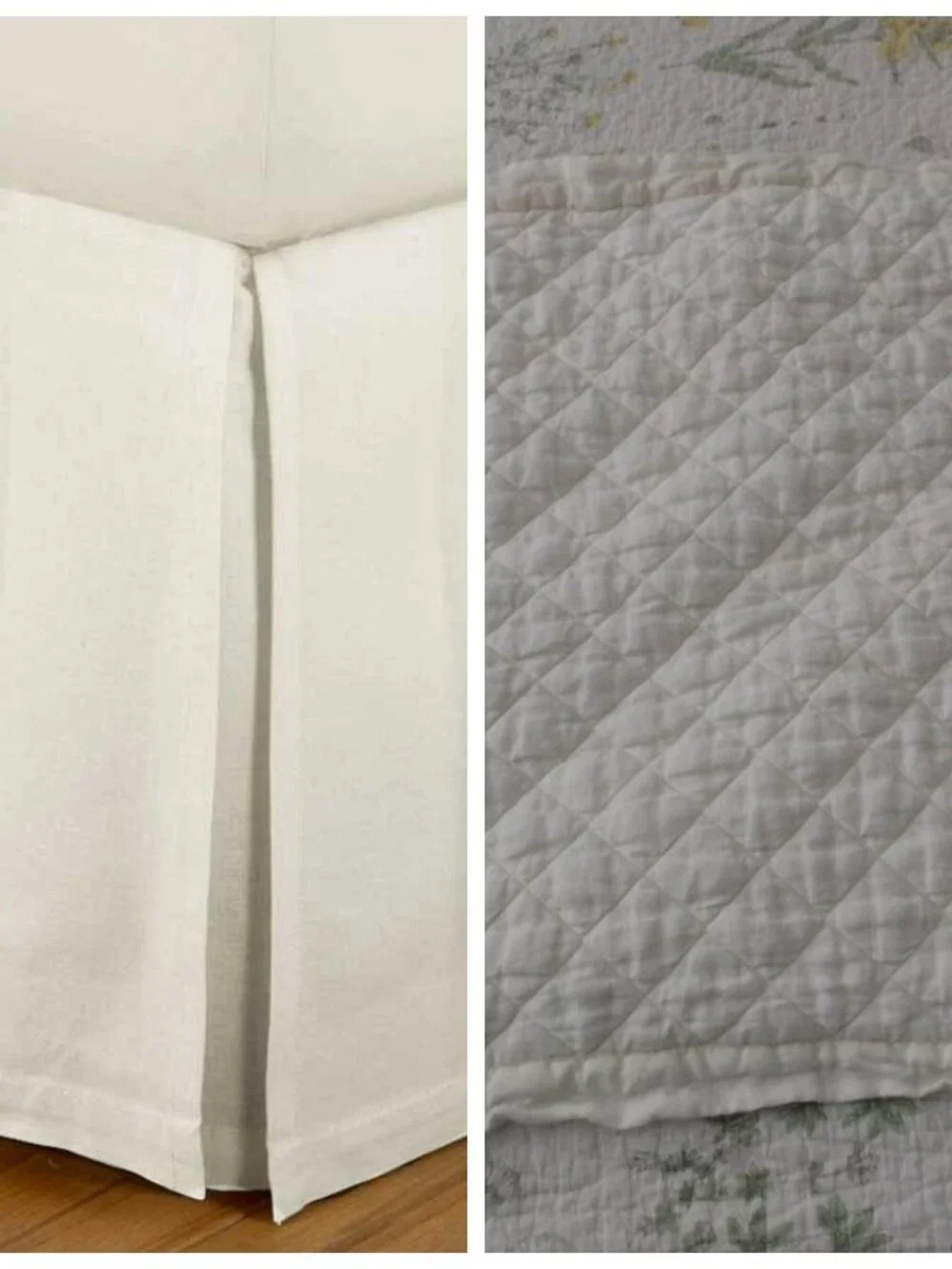 Pottery Barn Queen Cotton Linen Bed Skirt Ivory Euro Sham